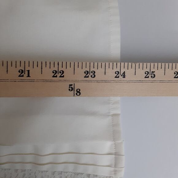 Vintage 80s Sheer Lace Button Up Shirt Tuxedo Pleated Cream Short Sleeve Retro - Picture 9 of 10